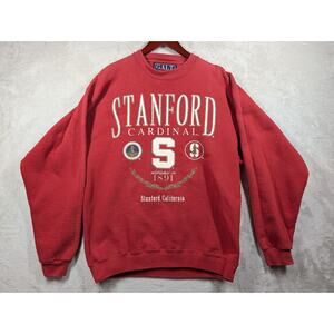 Vintage 90s Stanford Cardinal Sweatshirt Men LARGE Red Fleece Pullover Galt Sand